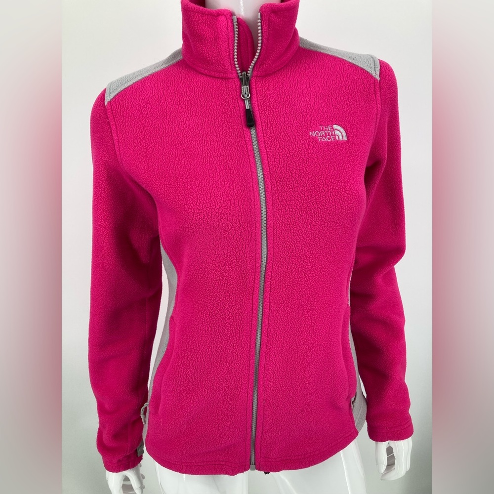 North Face Pink & Gray Winter Jacket Zipper Front & Pockets Gently Used Size SP